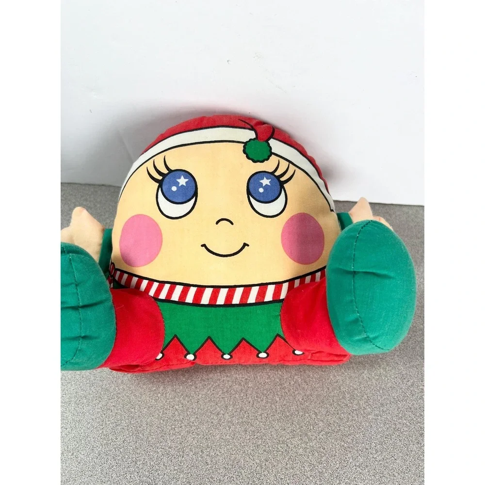 Vintage‎ 80s 1987 Christmas Cushees Holiday Pillow People Plush Elf Girl
